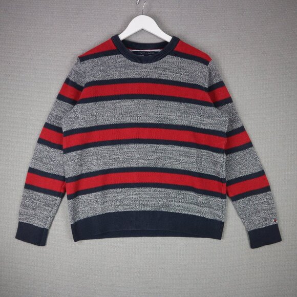 Tommy Hilfiger Knit Striped Sweater Mens Large Vintage - Picture 1 of 5